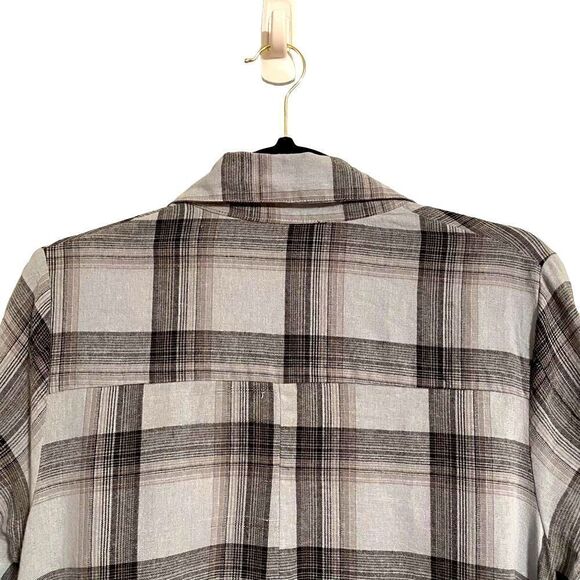 tulip brand clothing plaid cotton boho 2 pocket button full sweep tunic XS - Picture 7 of 11